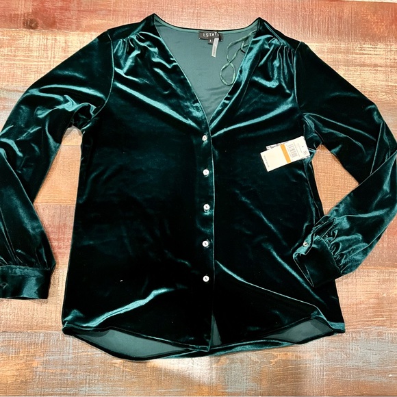 1.State top velour blouse hunter  S Host Pick!🎄 ✨🎉🎉✨🎈 - Picture 2 of 6
